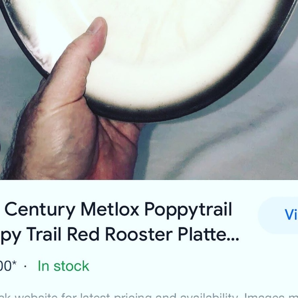 🐓 VINTAGE 12x12 1960’s RED ROOSTER POPPY TRAIL HAND PAINTED PLATTER PLATE DISH - Picture 7 of 7